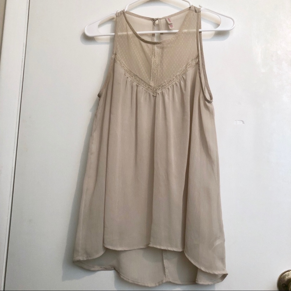 Sheer Sleeveless Blouse with Lace Detail